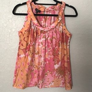 Talbots Pink & Orange Floral Sleeveless Blouse Top